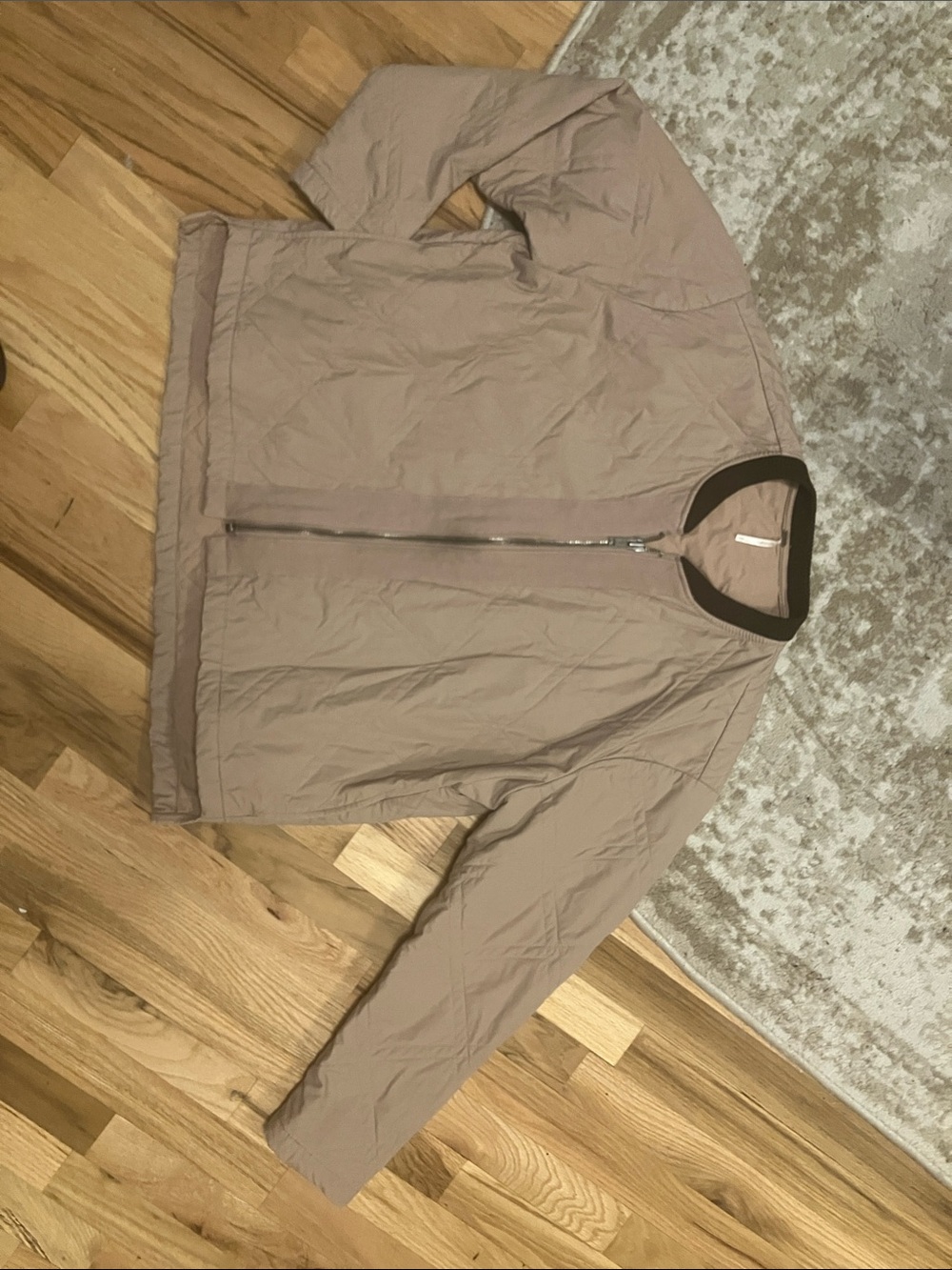 Free People Taupe Zip-Up Bomber Jacket